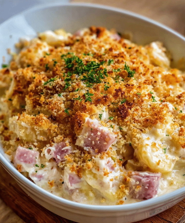 Creamy Chicken Cordon Bleu Casserole with a Crunchy Topping