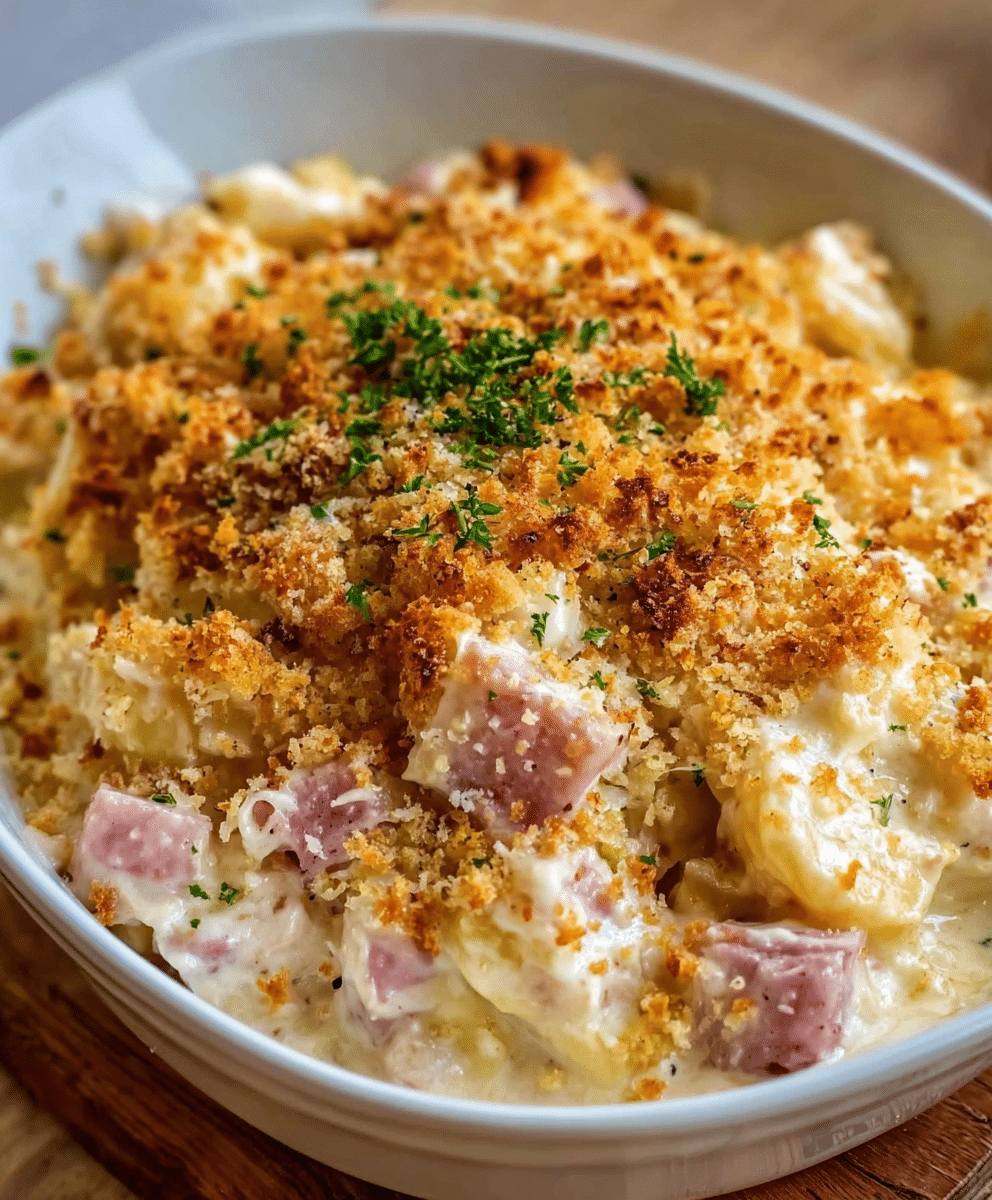 Creamy Chicken Cordon Bleu Casserole with a Crunchy Topping