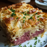 Classic Reuben Bake with Corned Beef, Sauerkraut & Swiss