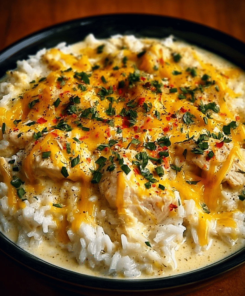 Slow Cooker Cheesy Chicken and Rice