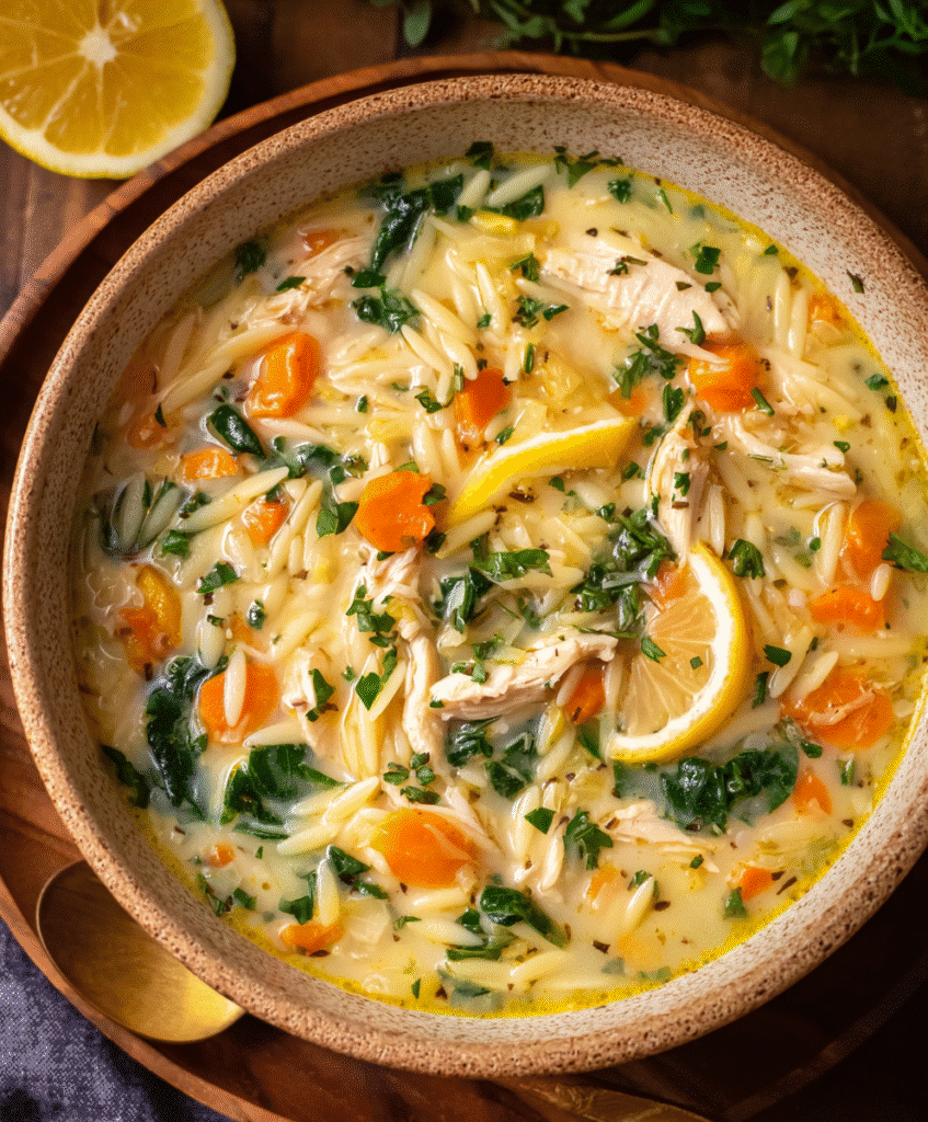 Lemon Chicken Orzo Soup