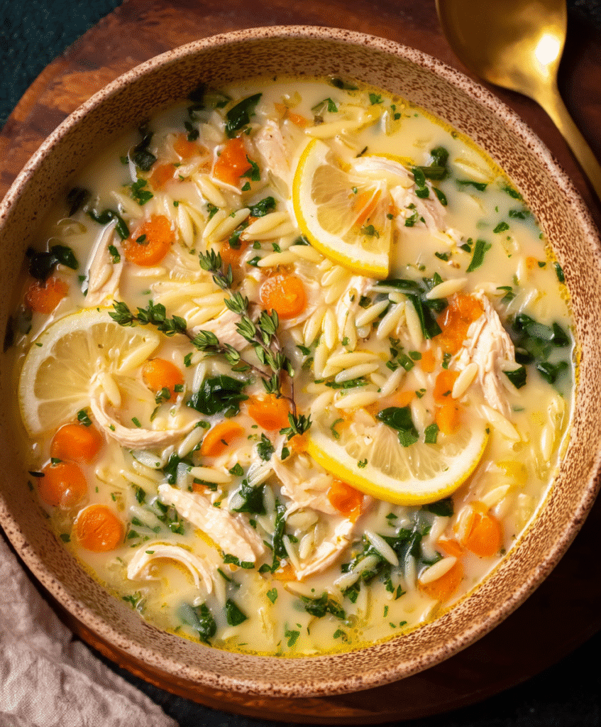 Lemon Chicken Orzo Soup