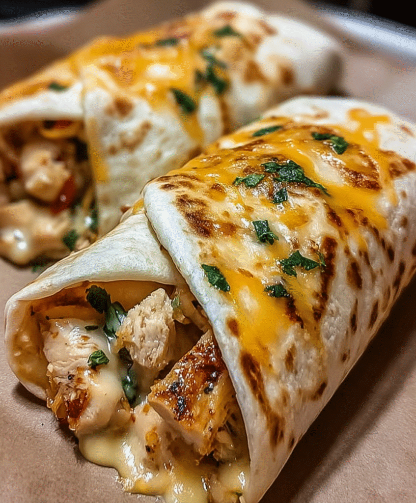 Ooey-Gooey Cheesy Garlic Chicken Wraps You’ll Love!