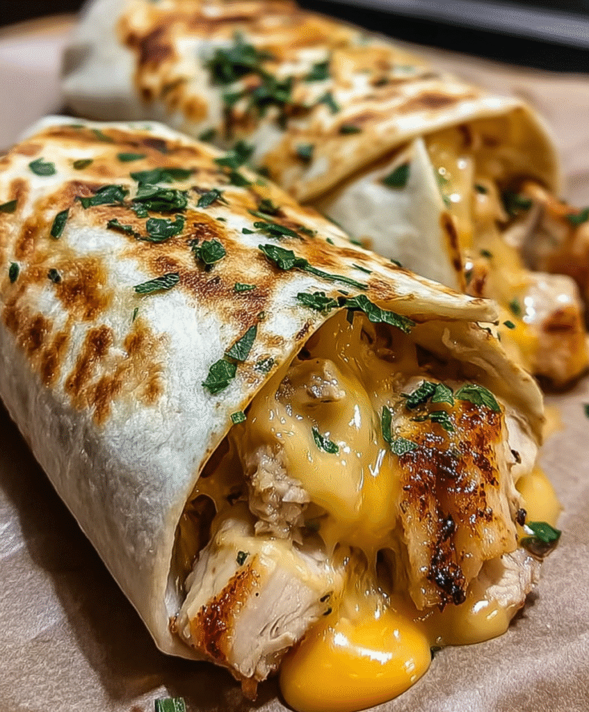 Ooey-Gooey Cheesy Garlic Chicken Wraps You’ll Love!