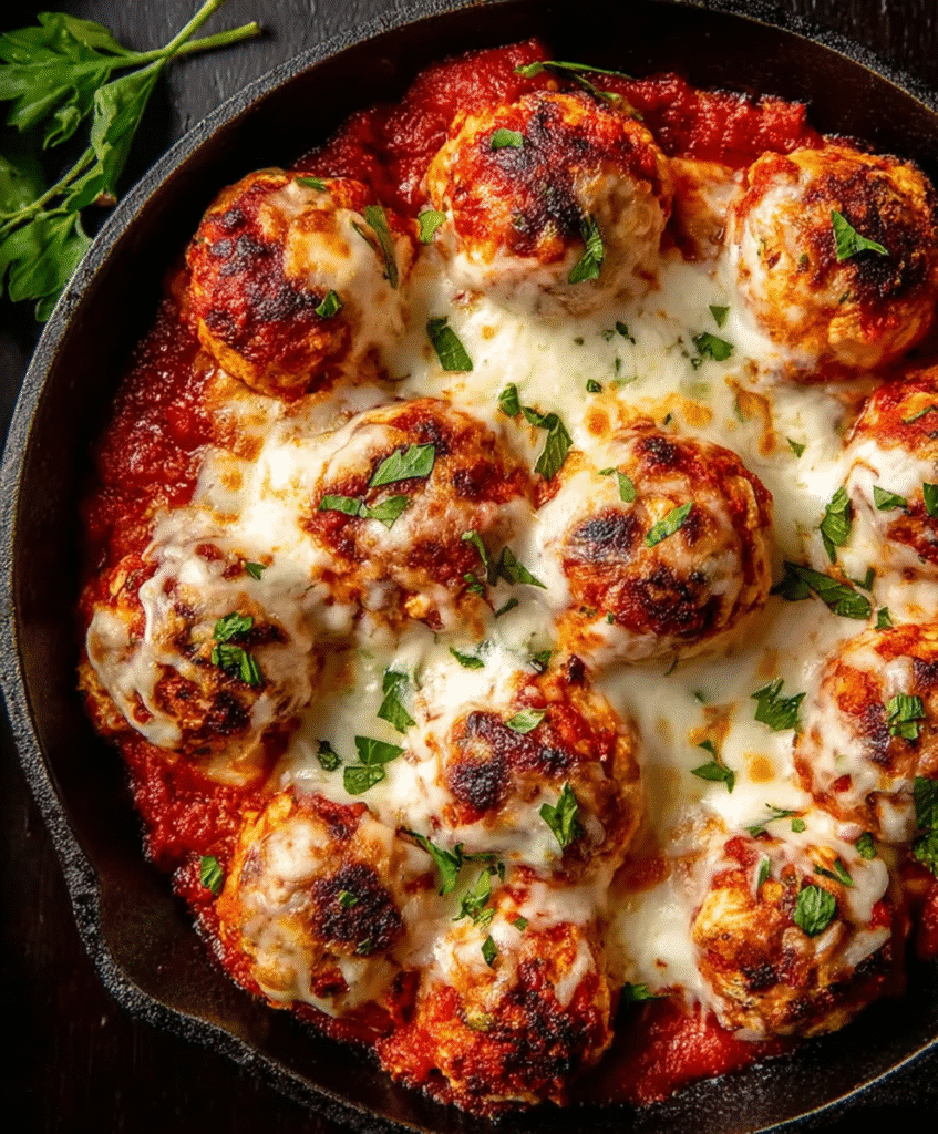 Baked Chicken Parmesan Meatballs