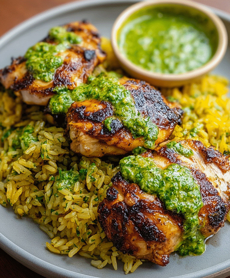 Peruvian Chicken and Rice with Green Sauce
